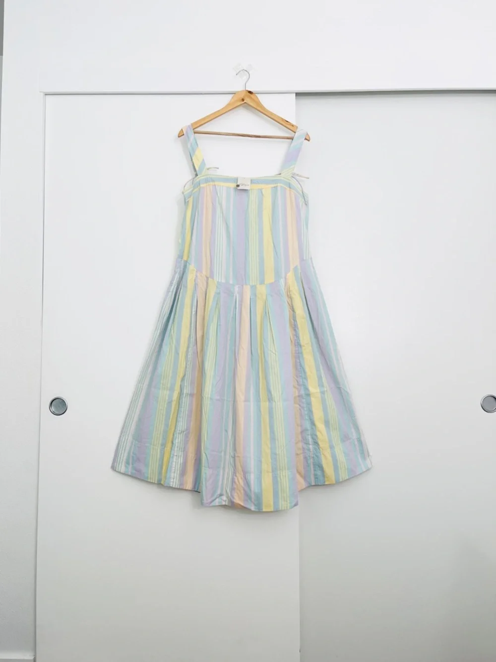 NWT Free People Pastel Striped Summer Primavera Midi Maxi Dress Size Large